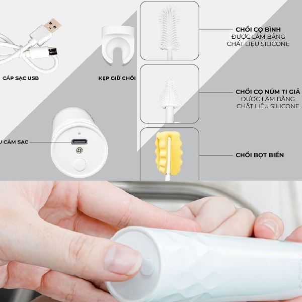 Hướng dẫn sử dụng bộ cọ rửa bình sữa điện Moaz bebe MB-047