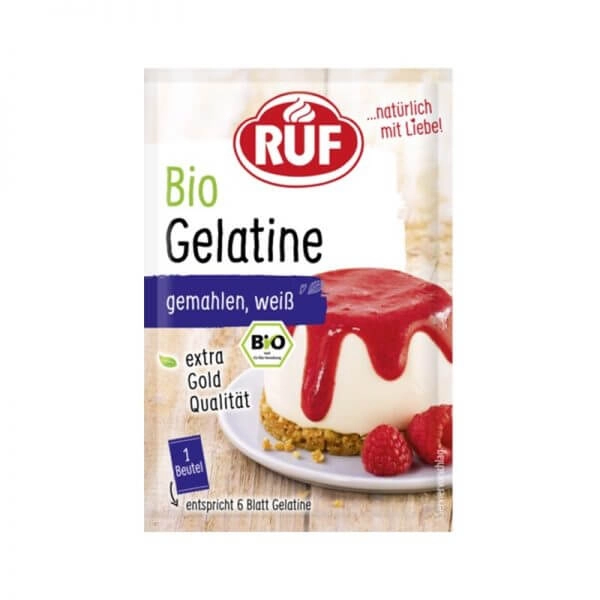 Bột Gelatine hữu cơ RUF Đức cho bé ăn dặm 6 tháng 3 gói x 9g