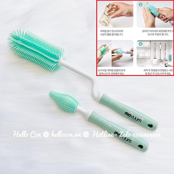 Cọ rửa bình Moyuum chất liệu Silicon Hàn Quốc (nâu, xanh, xám)