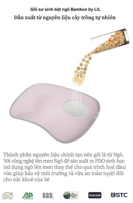 Gối chống bẹt đầu Lil Bamboo (Màu Ghi, Hồng, Xanh)