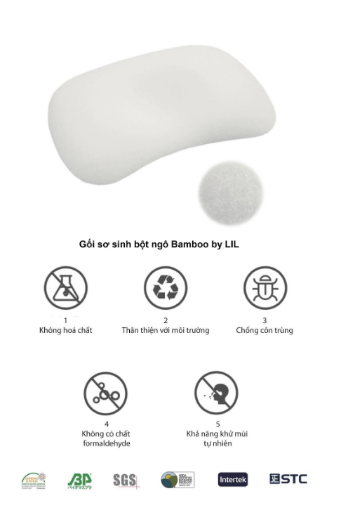 Gối chống bẹt đầu Lil Bamboo (Màu Ghi, Hồng, Xanh)