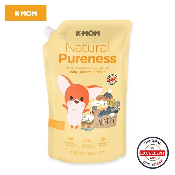 Nước xả vải cho trẻ sơ sinh Kmom dòng Organic Hàn Quốc (1300ml dạng túi, dạng chai 1700ml)