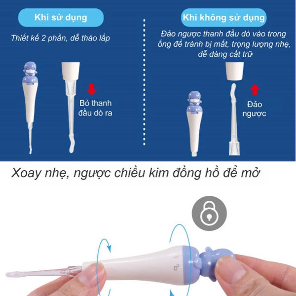 Thiết kế lấy ráy tai có đèn Kuku (KU3036) nhỏ gọn, tiện dụng 