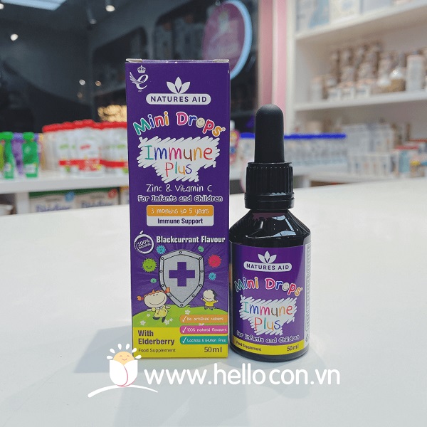 Tăng đề kháng Mini Drops Natures Aid Immune Plus cho trẻ từ 3 tháng
