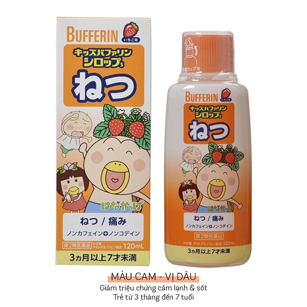 Siro Bufferin màu cam hạ sốt cho trẻ từ 3 tháng