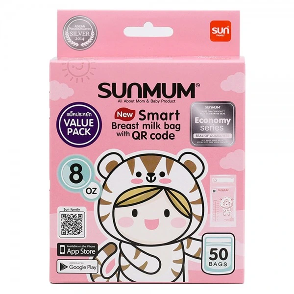 Túi trữ sữa Sunmum thiết kế 3 lần khóa zip (100ml, 150ml, 250ml)