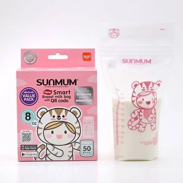 Túi trữ sữa Sunmum thiết kế 3 lần khóa zip (100ml, 150ml, 250ml)