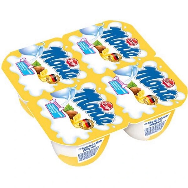 Váng sữa Monte cho trẻ 6 tháng vỉ 4 hộp (Vị vani và socola)