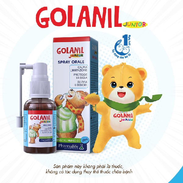 Xịt họng Golanil Junior giảm ho, nóng rát họng cho trẻ từ 6 tháng