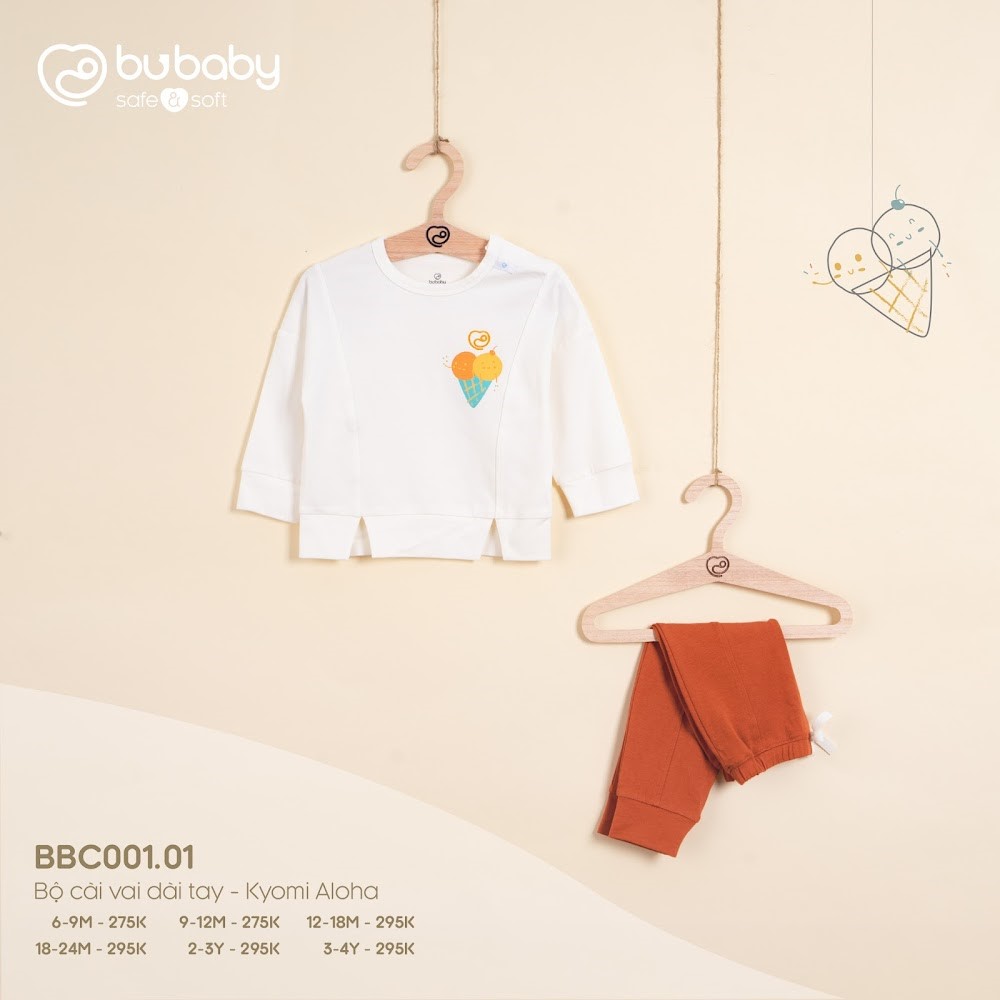 Bộ cài vai dài tay Bu baby Kyomi Aloha cho trẻ từ 6 đến 24 tháng