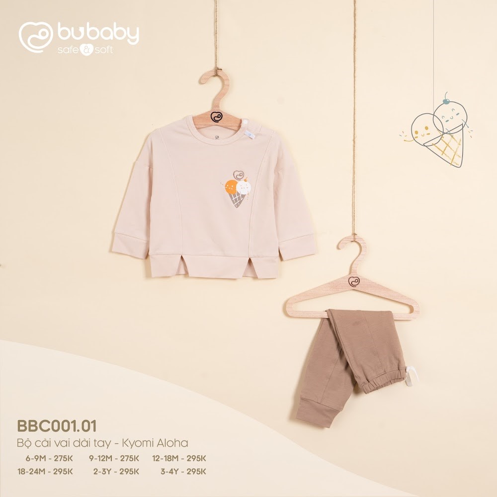Bộ cài vai dài tay Bu baby Kyomi Aloha cho trẻ từ 6 đến 24 tháng
