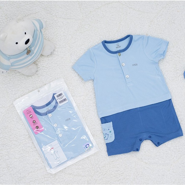 Bộ Nous body cộc tay chất liệu petit màu xanh lơ nhạt