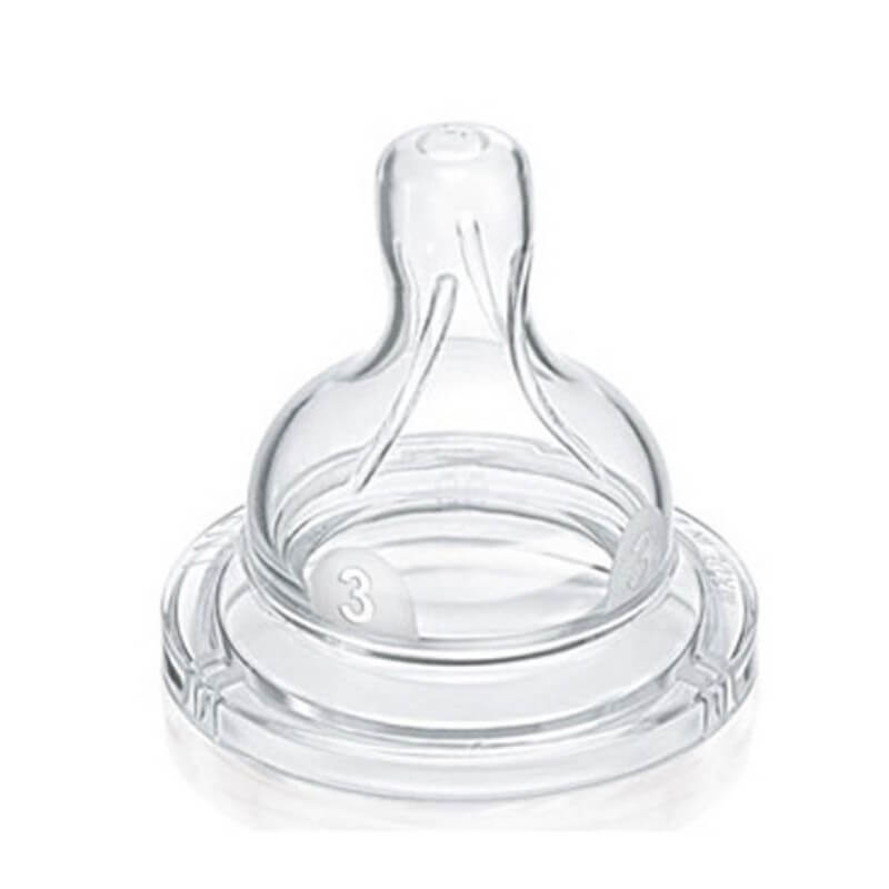 Núm ty Avent cổ rộng sữa chảy chậm vỉ đôi (2 lỗ 1M+ chảy chậm, 3 lỗ 3M+ chảy trung bình)