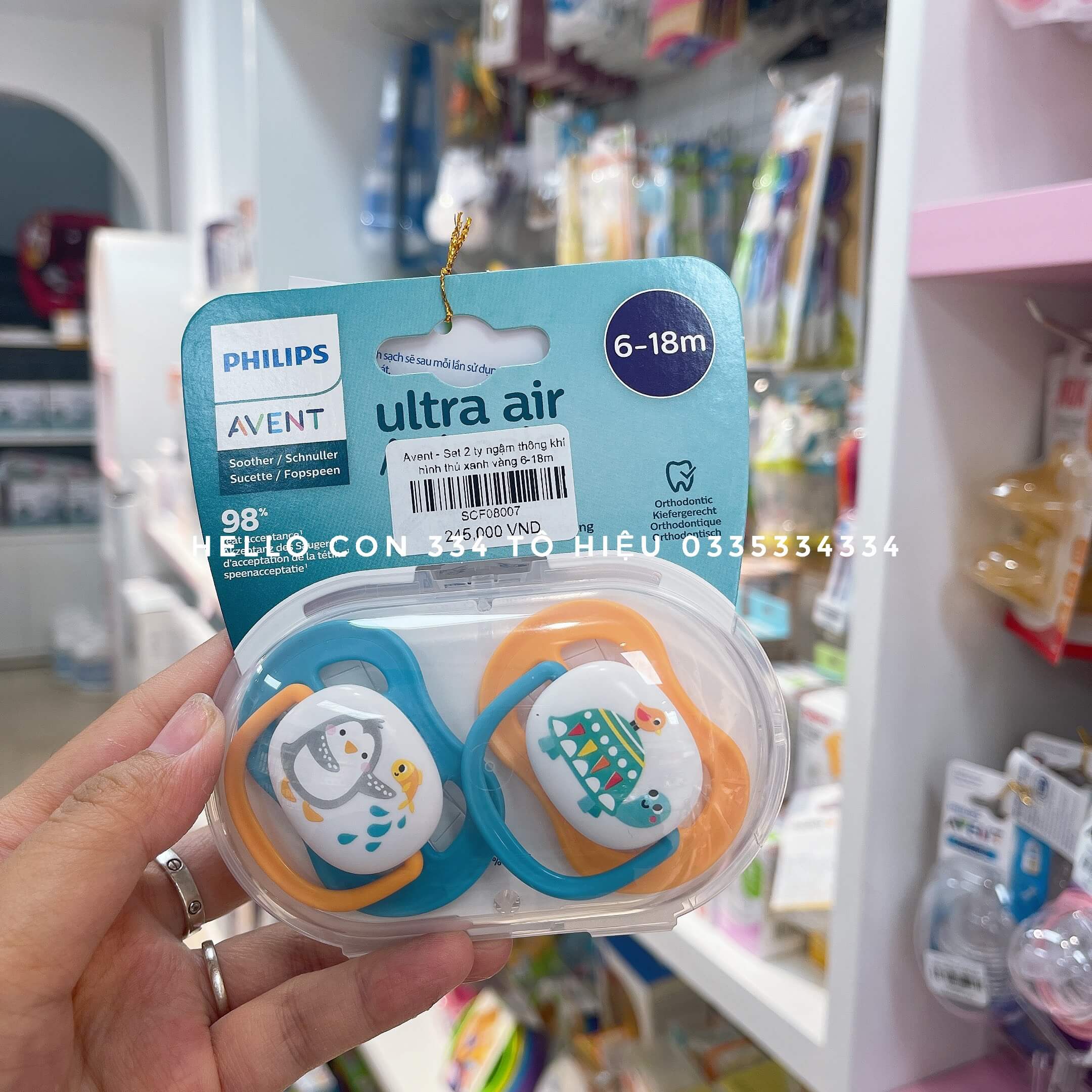 Ty ngậm Avent Ultra Air Animals hình thú set 2 cái (0-6M, 6-18M)