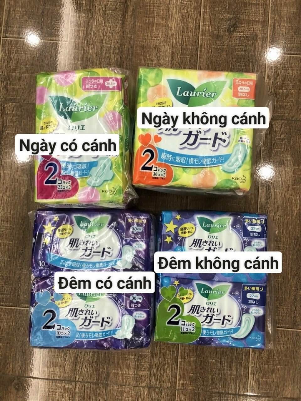 Băng vệ sinh Laurier (Ban Ngày, ban Đêm), (Có Cánh, không Cánh)