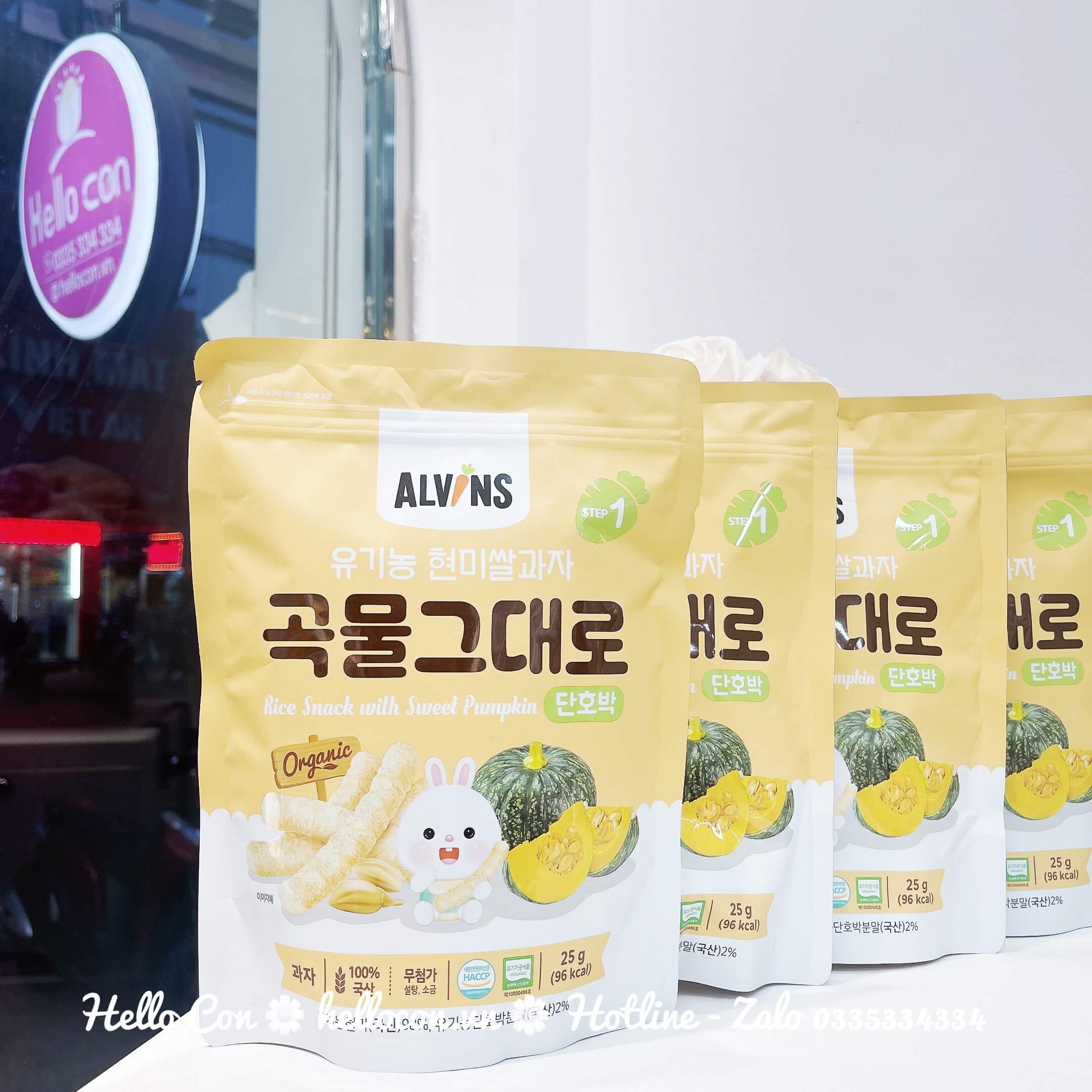 Bánh gạo Alvins hữu cơ dạng que cho trẻ từ 6 tháng