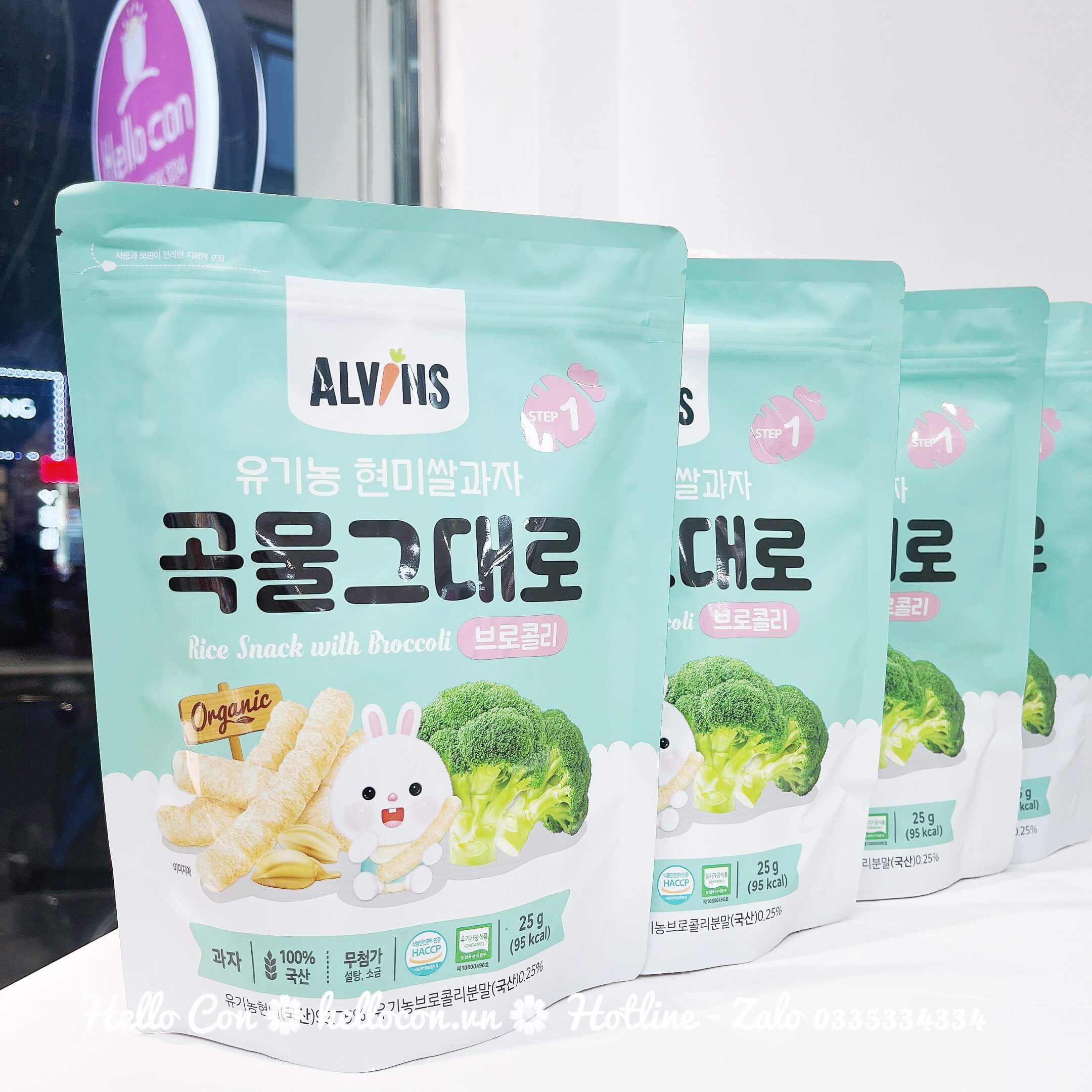 Bánh gạo Alvins hữu cơ dạng que cho trẻ từ 6 tháng