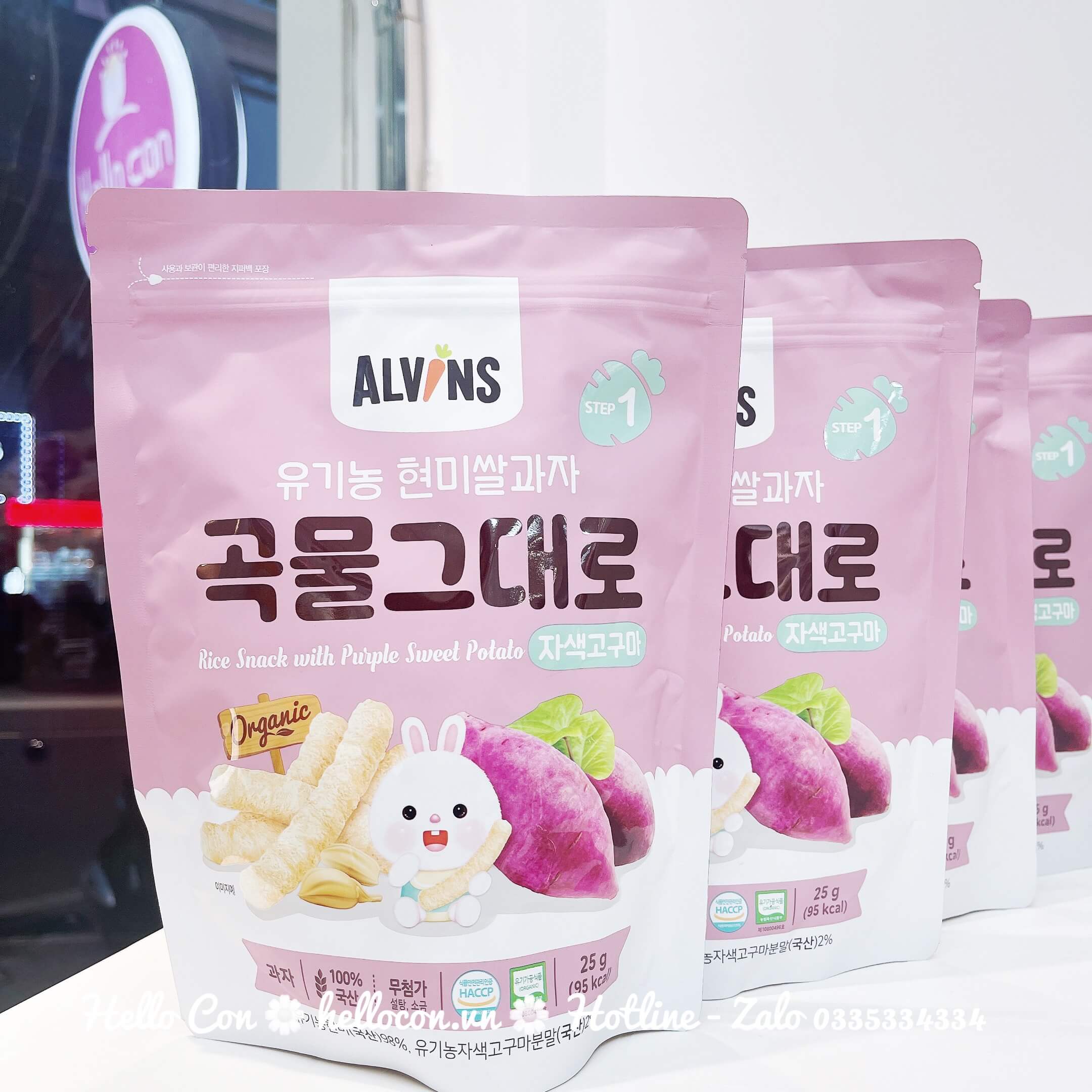 Bánh gạo Alvins hữu cơ dạng que cho trẻ từ 6 tháng