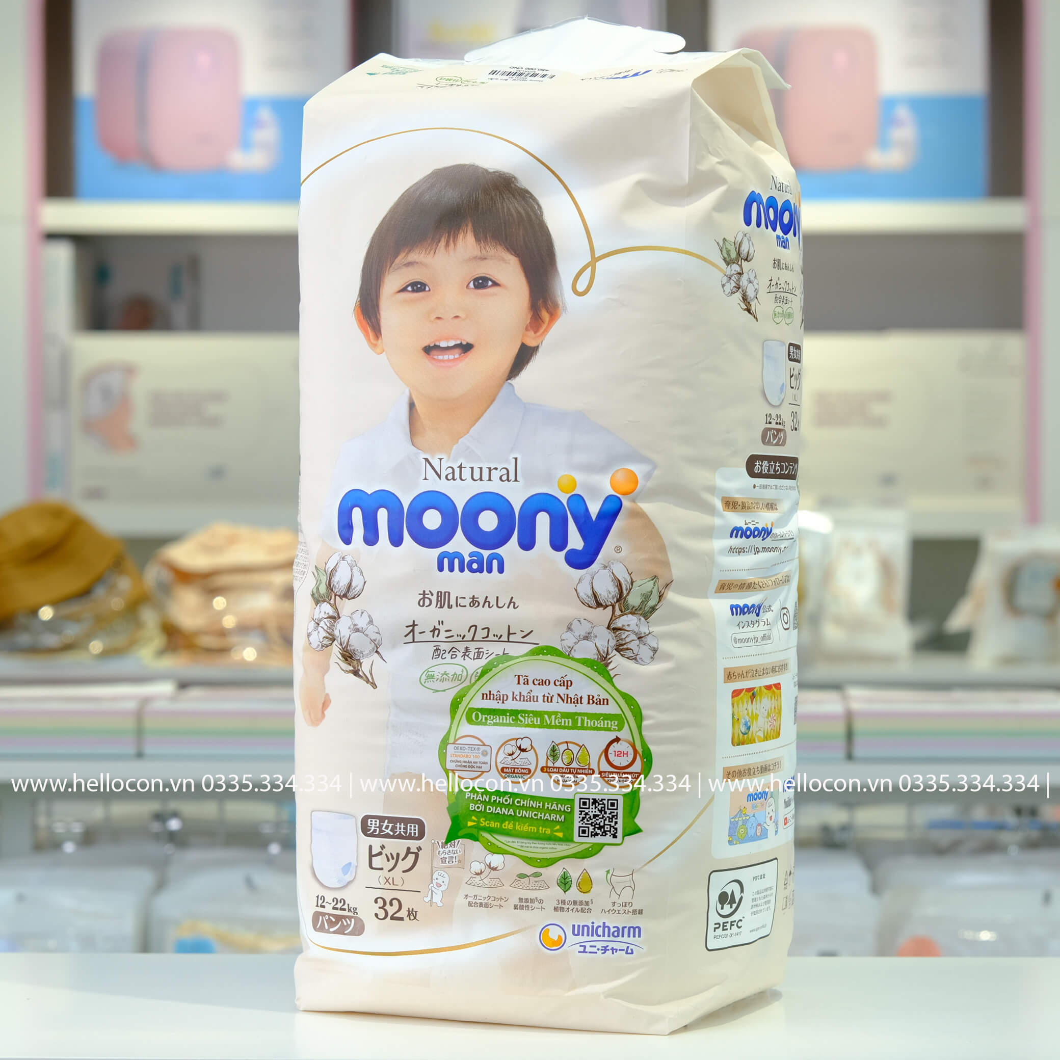 Bỉm Moony trắng - Moony natural chính hãng (Combo 2, Combo 3)