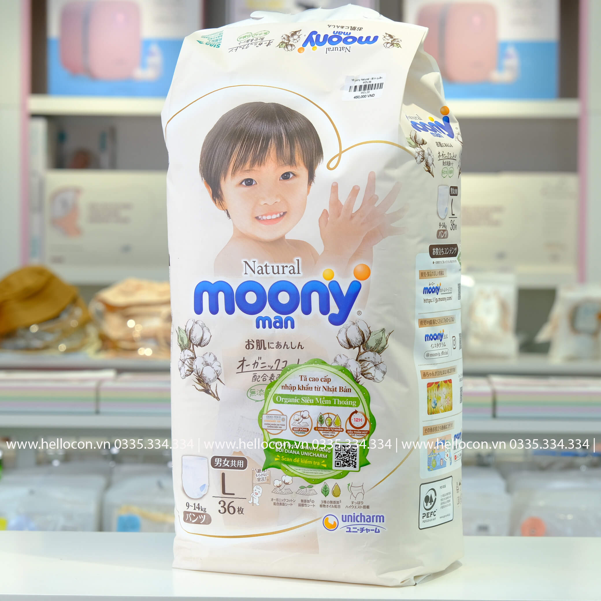 Bỉm Moony trắng - Moony natural chính hãng (Combo 2, Combo 3)