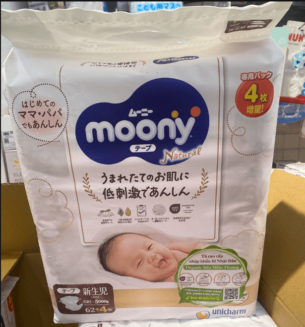 Bỉm Moony trắng - Moony natural chính hãng (Combo 2, Combo 3)