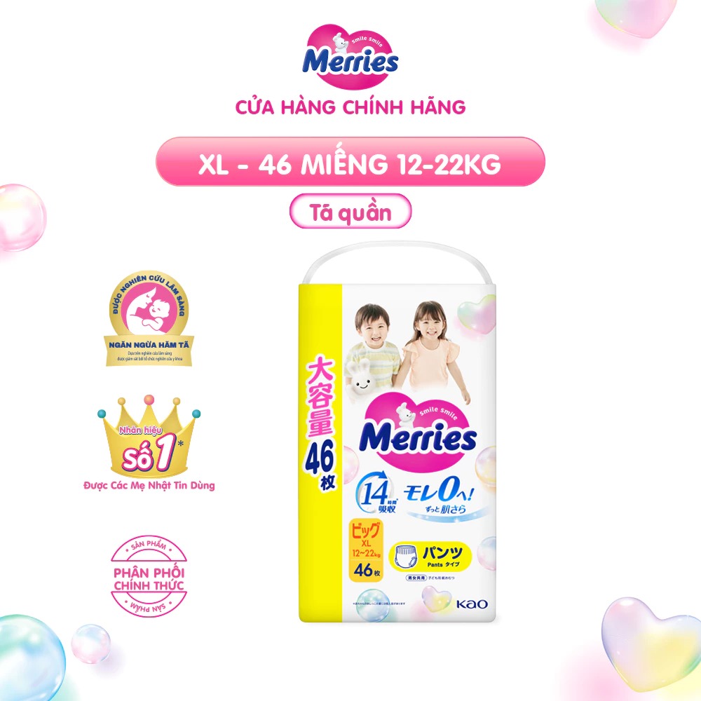 Merries Jumbo - Bỉm Quần Merries bịch to siêu tiết kiệm (size L, XL, XXL)