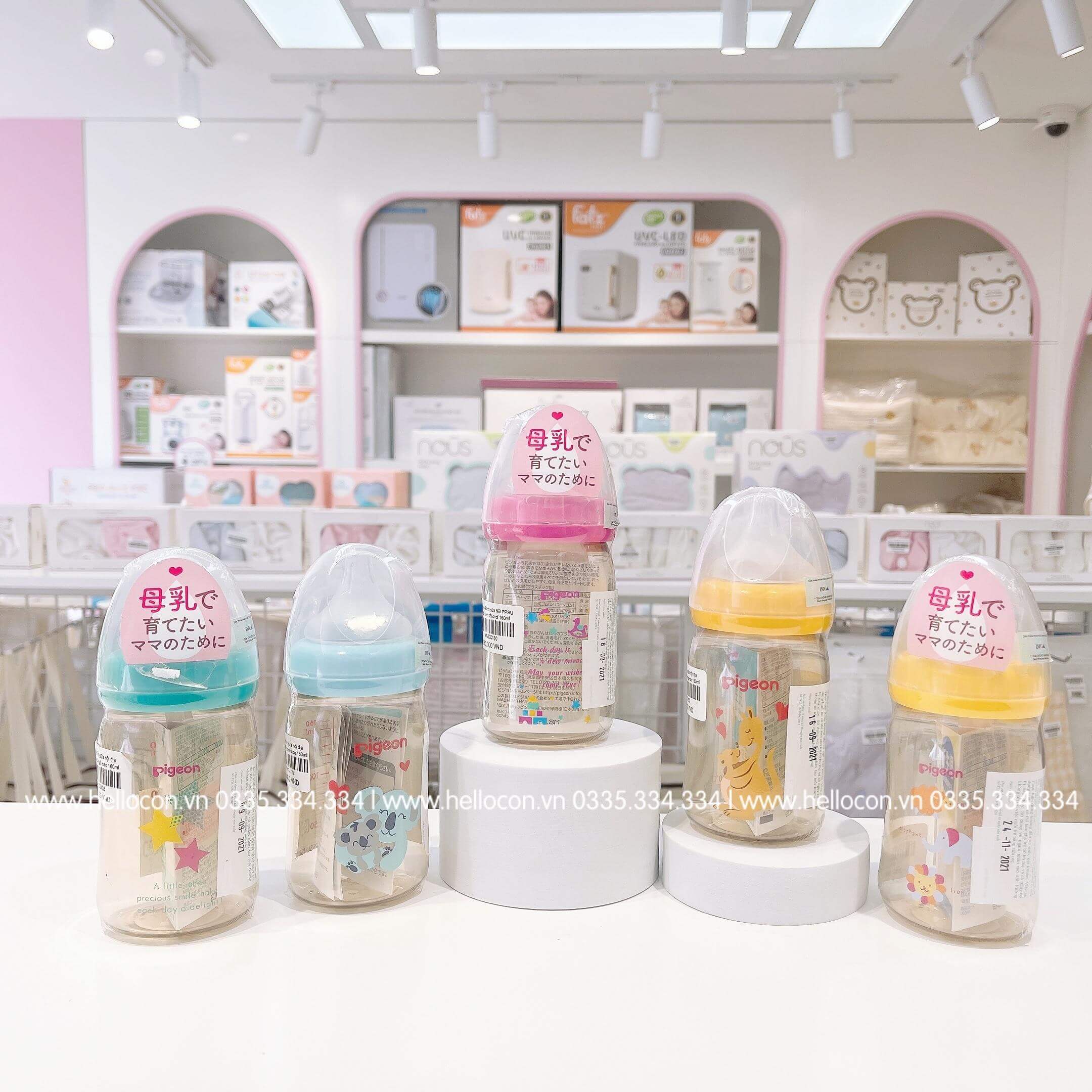 Bình sữa Pigeon nội địa Nhật cổ rộng (160ml và 240ml)