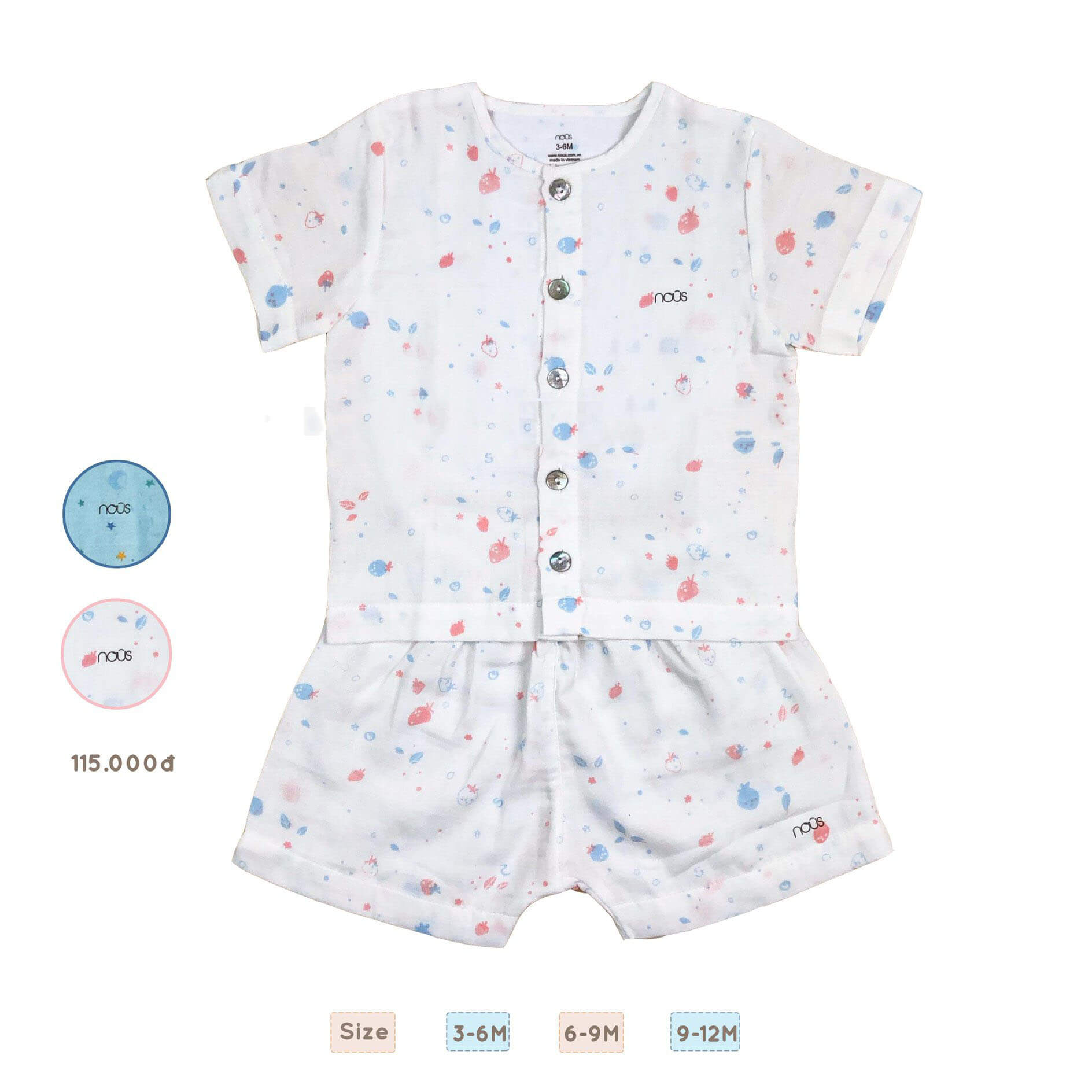 Bộ Nous cộc tay chất liệu Nu xô nhiều màu cho bé