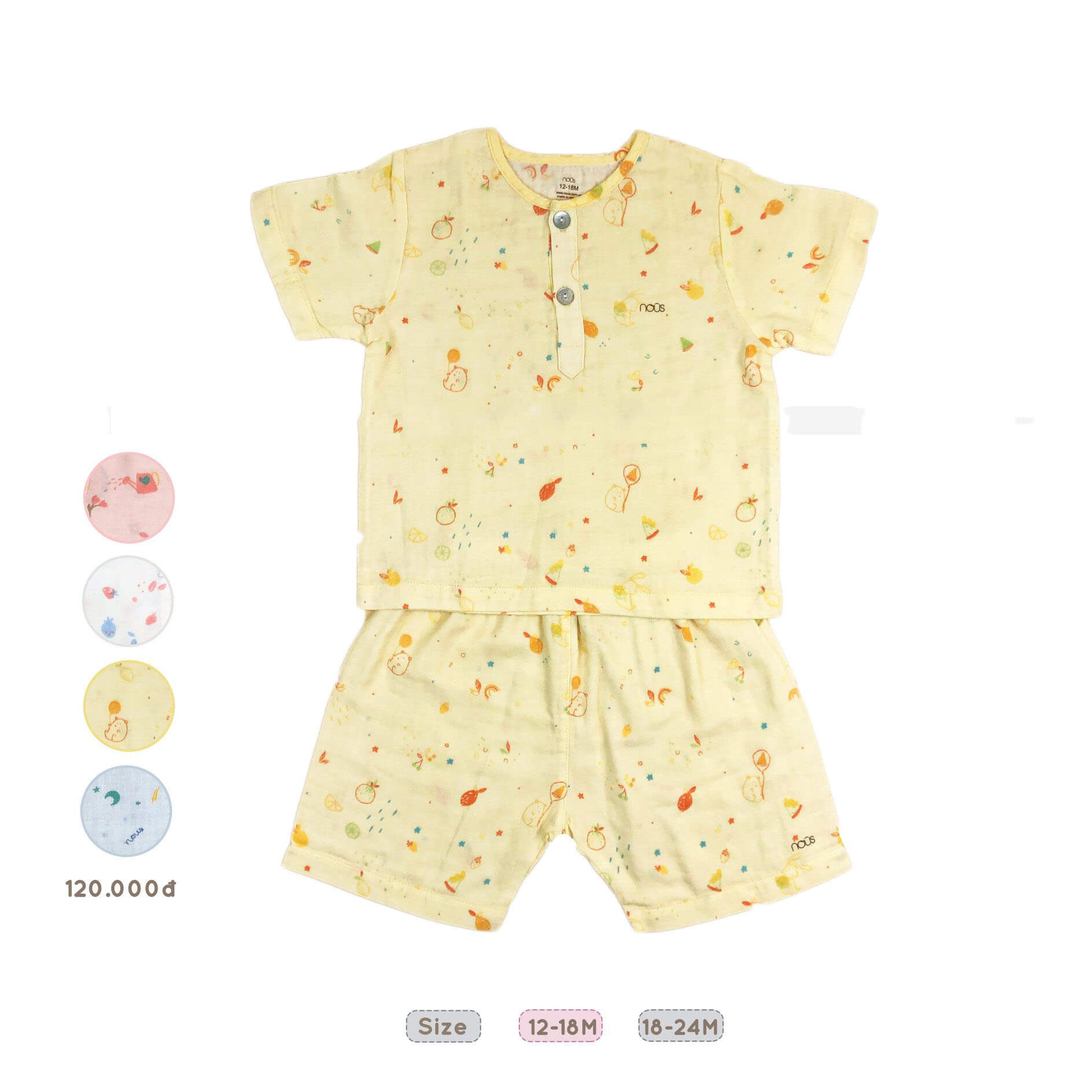 Bộ Nous cộc tay chất liệu Nu xô nhiều màu cho bé