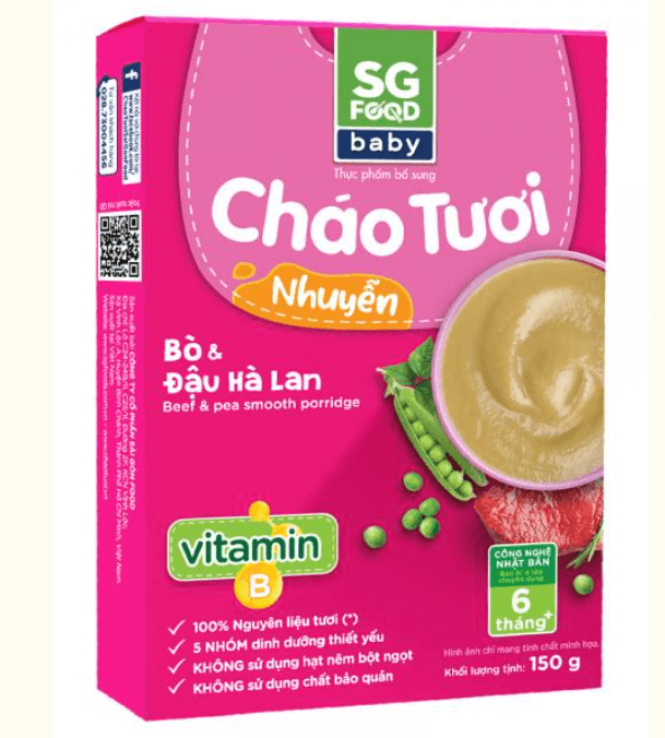 Cháo tươi SG Food cho bé ăn dặm