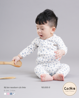 Bộ quần áo sơ sinh cài chéo chất liệu len tăm Cookie