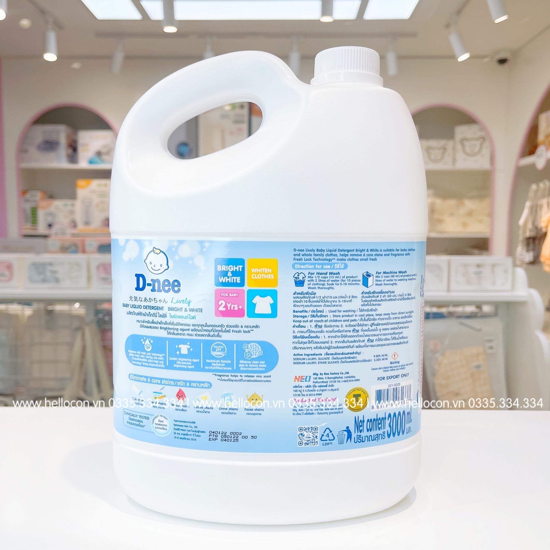 Nước giặt xả Dnee Thái Lan cho trẻ sơ sinh 3000ml