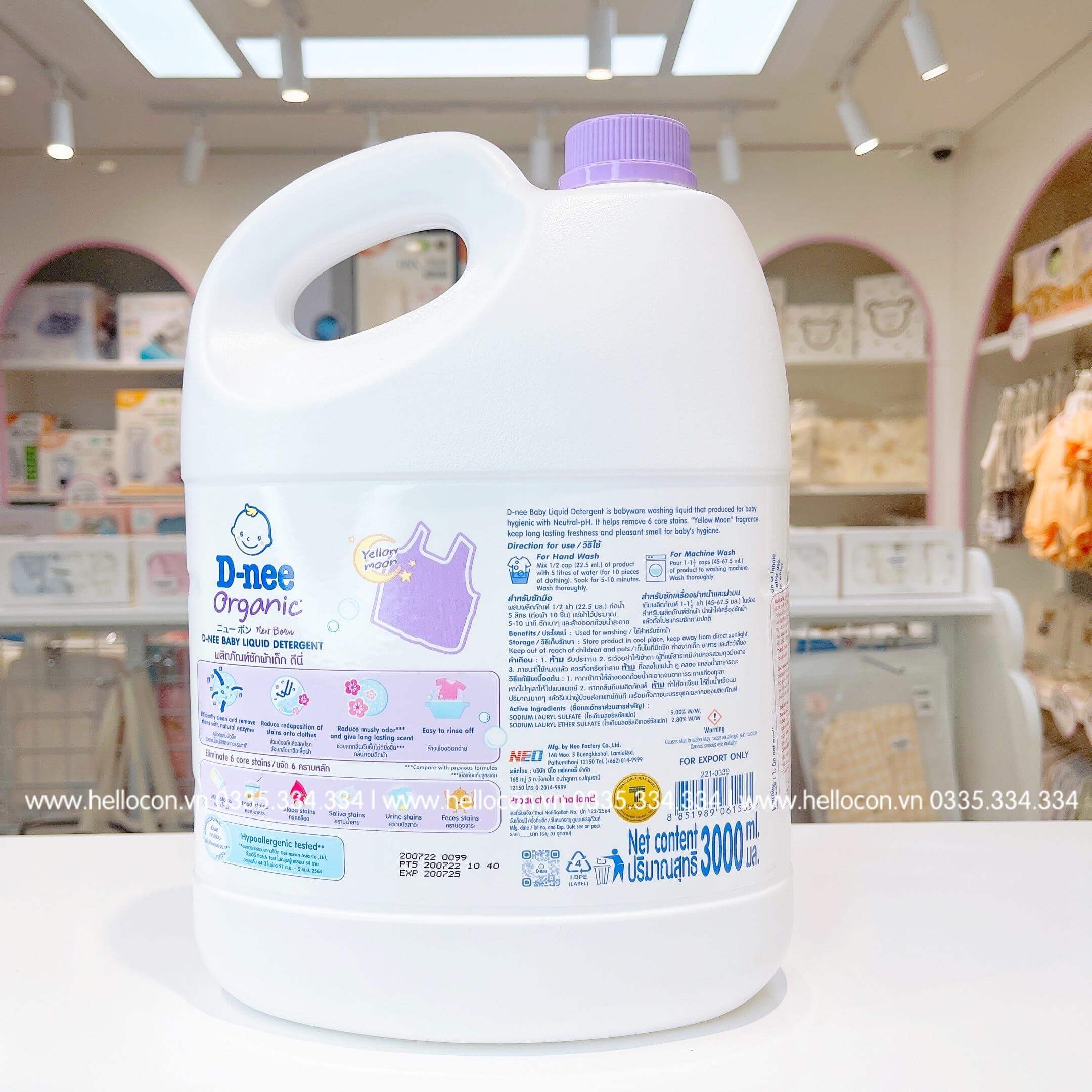 Nước giặt xả Dnee Thái Lan cho trẻ sơ sinh 3000ml