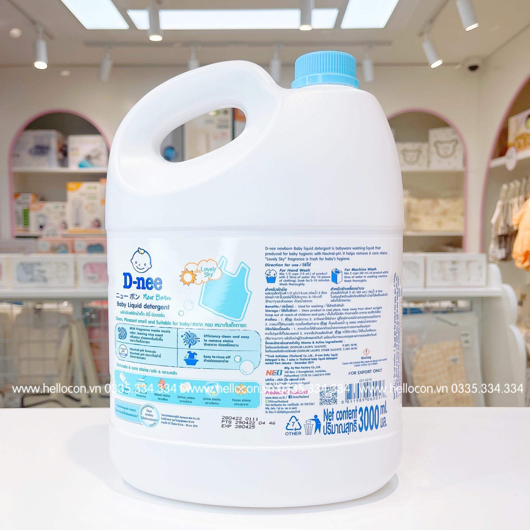 Nước giặt xả Dnee Thái Lan cho trẻ sơ sinh 3000ml