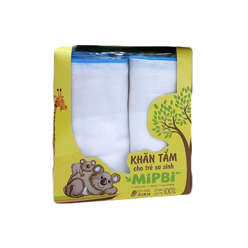 Khăn tắm xô Mipbi cotton cao cấp (hộp 2 khăn)