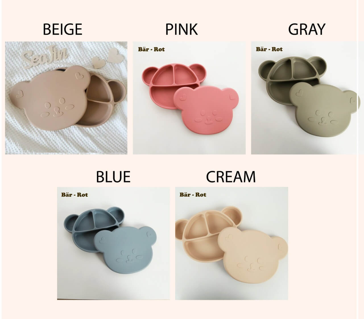 Khay ăn dặm silicon hình gấu kèm nắp Bar-Rot 2022