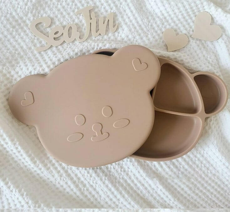 Khay ăn dặm silicon hình gấu kèm nắp Bar-Rot 2022