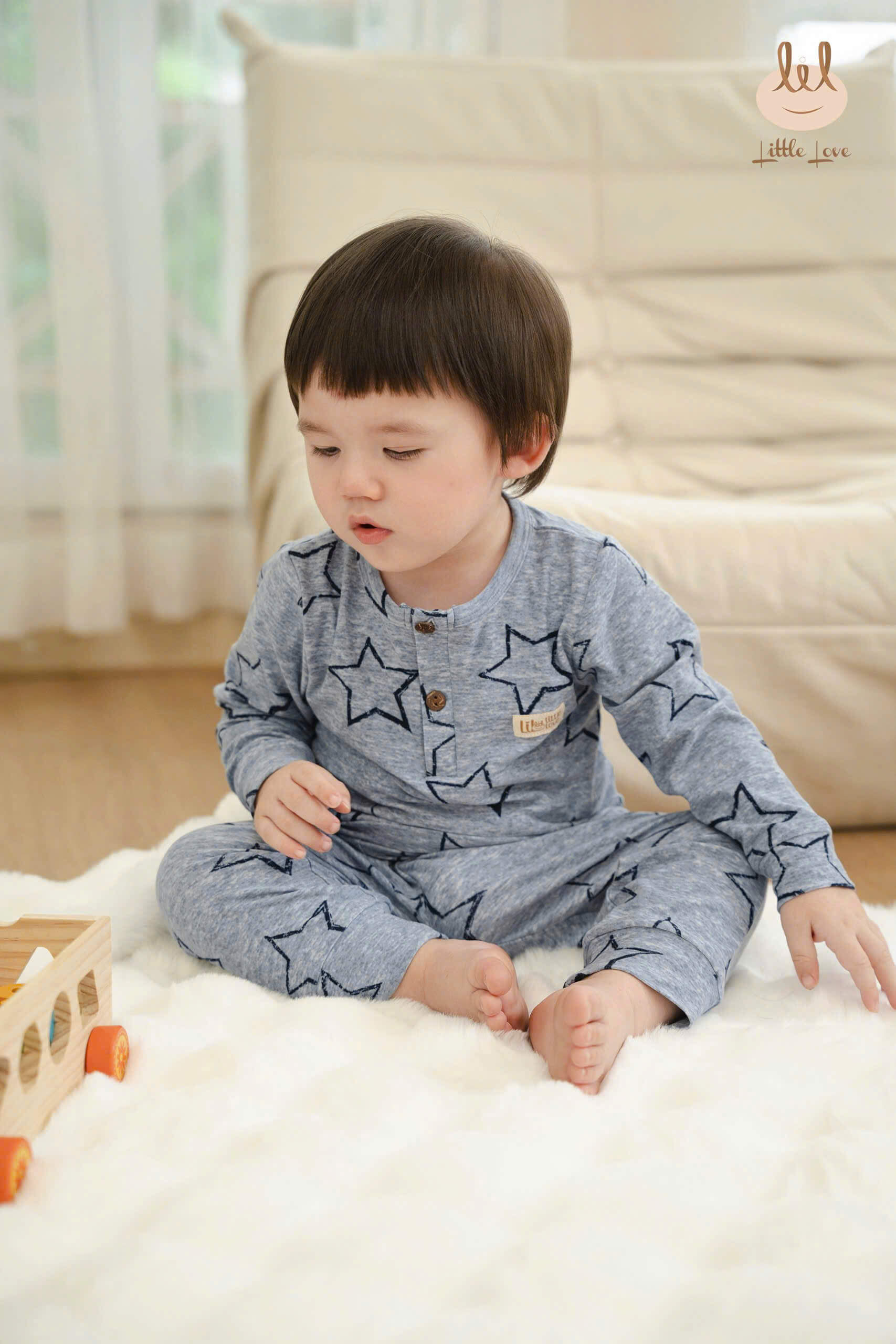 Little Love BỘ DÀI TAY BỔ TRỤ VẢI SAO 9,12,18-24M