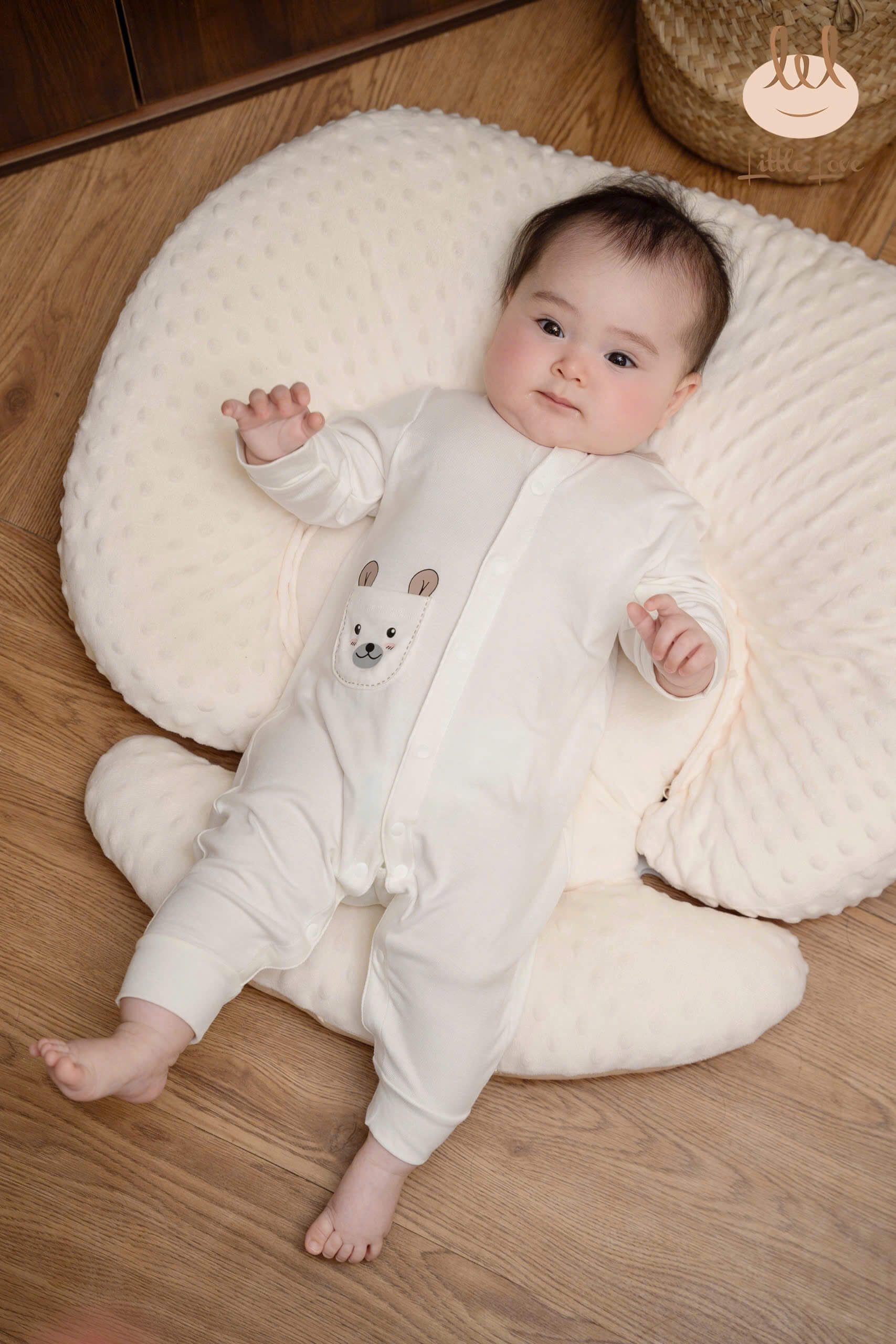 Little Love Body petit 2401 trắng viền xanh ngọc (1-3M, 3-6M)