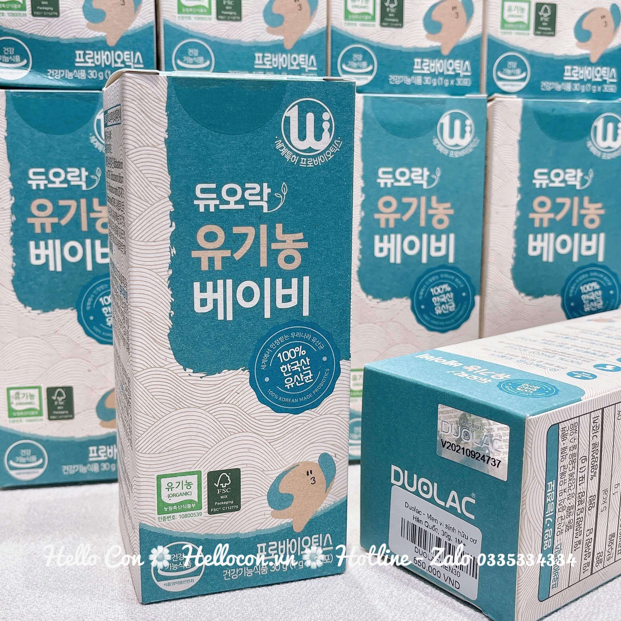 Men Duolac - Men vi sinh hữu cơ Hàn Quốc màu xanh cho trẻ từ 1 tháng