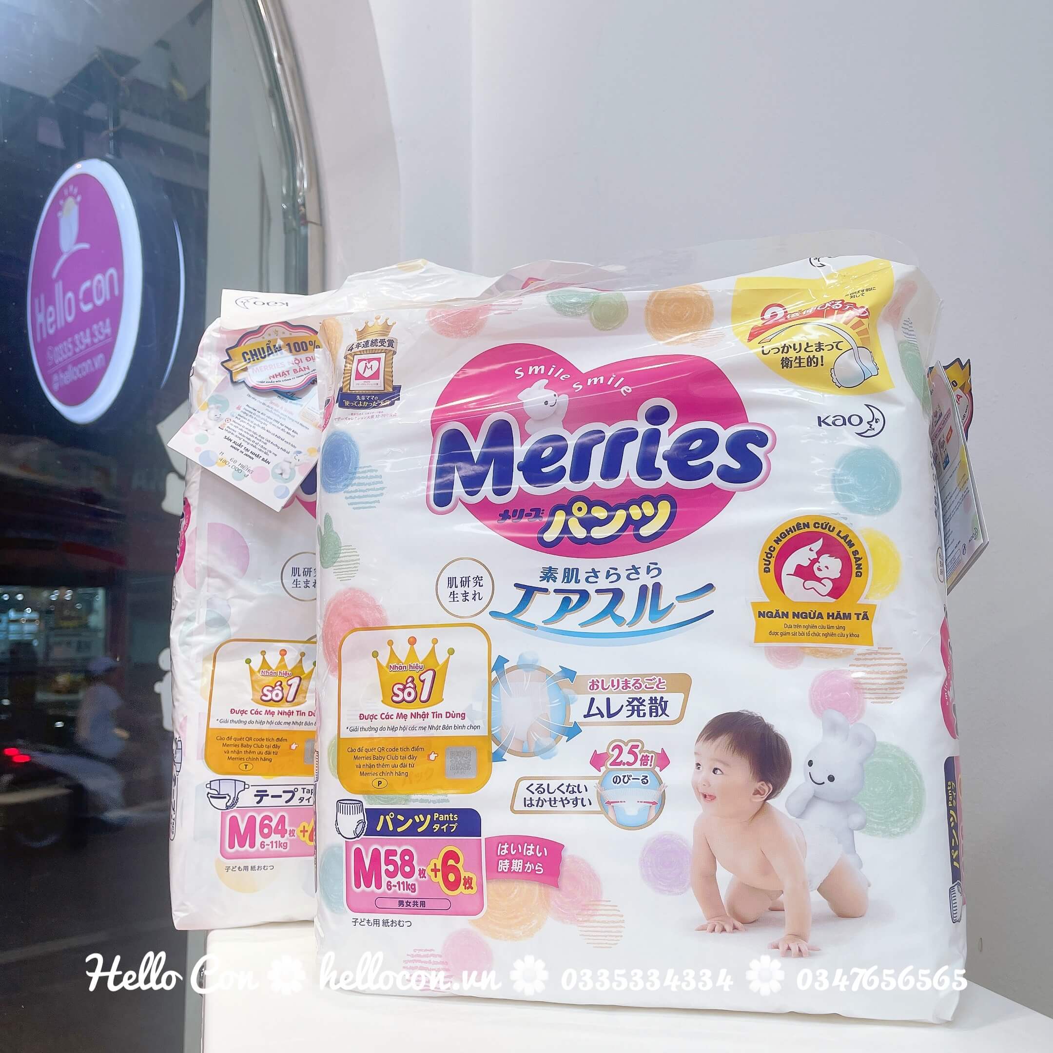 Bỉm Merries cộng miếng chính hãng (các size) Combo2, Combo 3 siêu rẻ