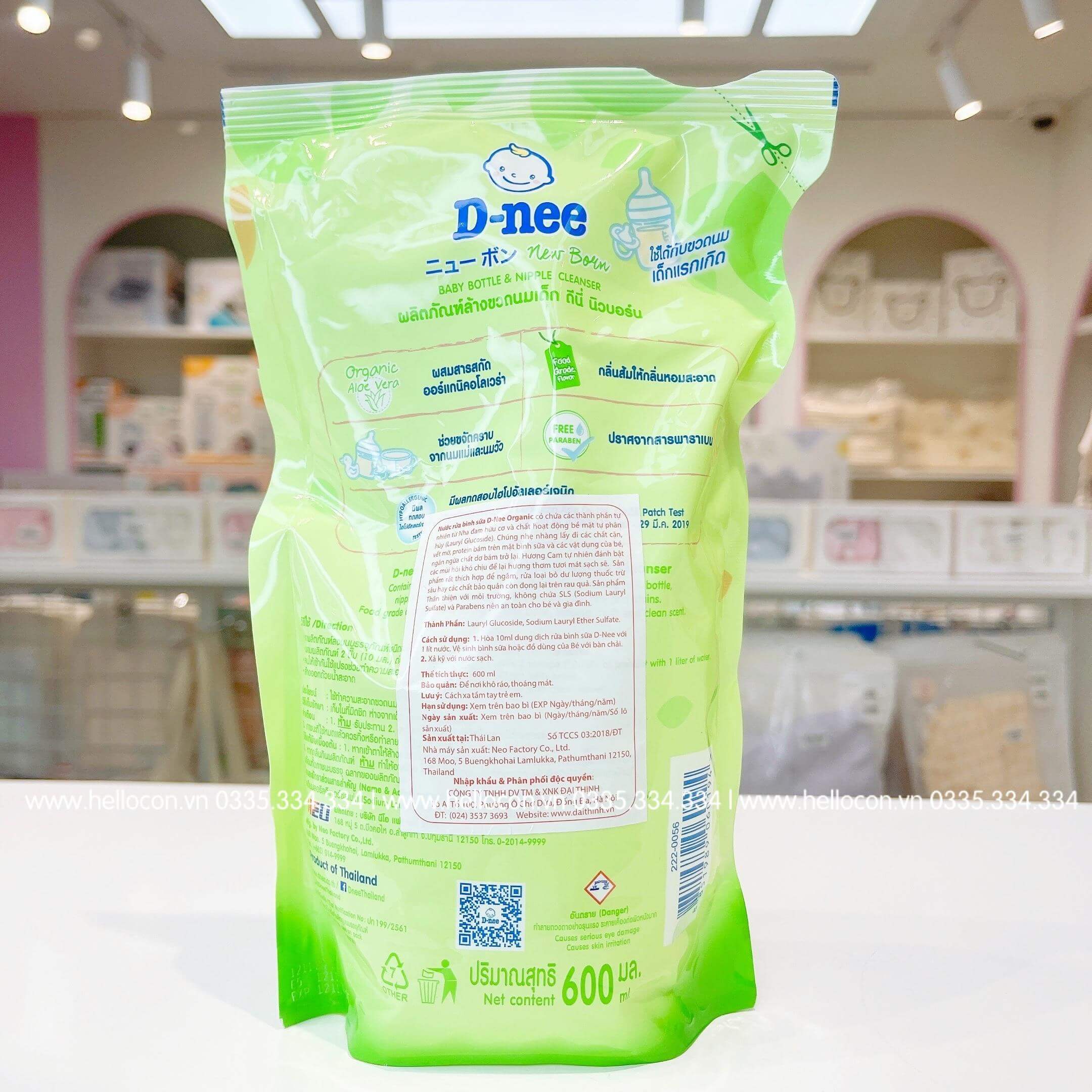 Nước rửa bình sữa Dnee Organic Thái Lan (Dạng Túi, dạng Chai)