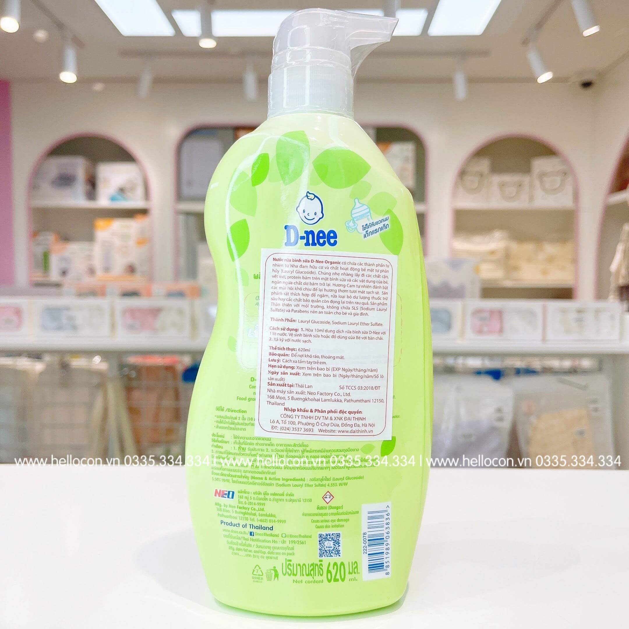 Nước rửa bình sữa Dnee Organic Thái Lan (Dạng Túi, dạng Chai)