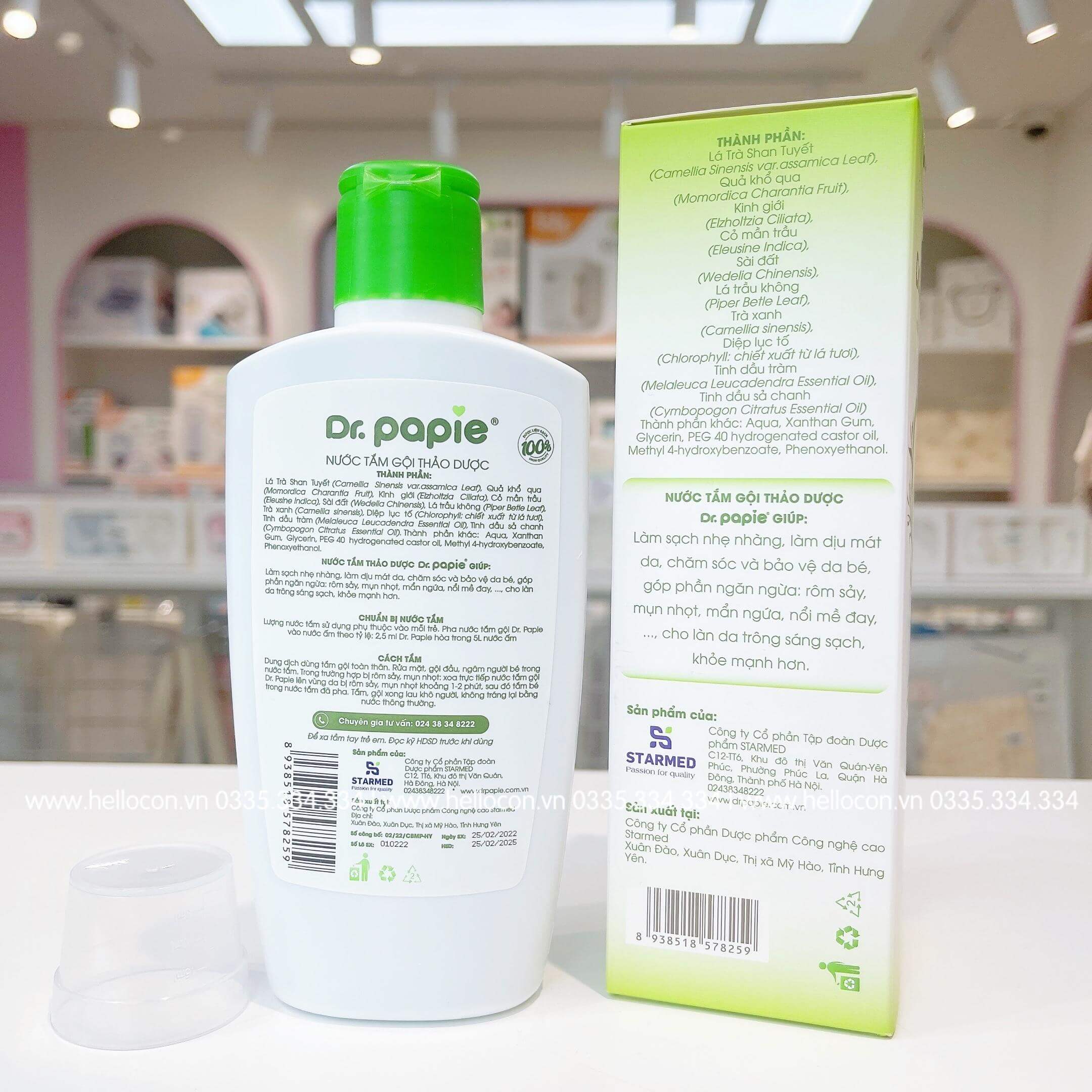 Sữa tắm Dr Papie - Nước tắm thảo dược cho bé từ sơ sinh 230ml