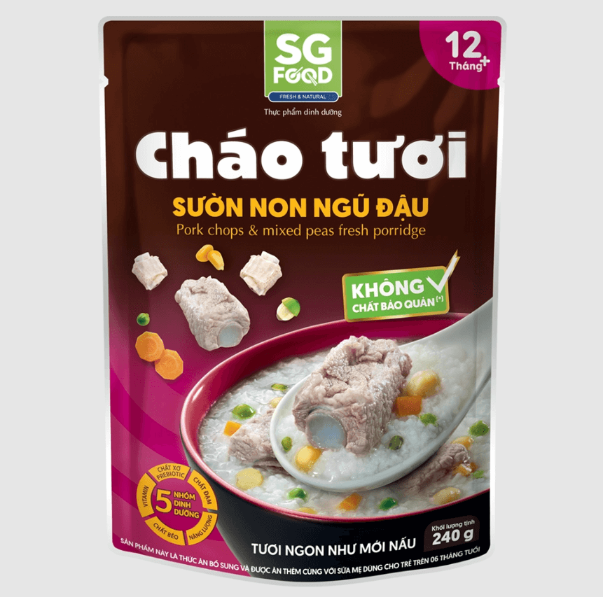 Cháo tươi SG Food cho bé ăn dặm