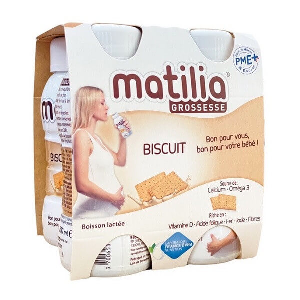 Sữa bầu Matilia 200ml 4h/vỉ (4 vị Socola, Dâu, Vani, Chuối)
