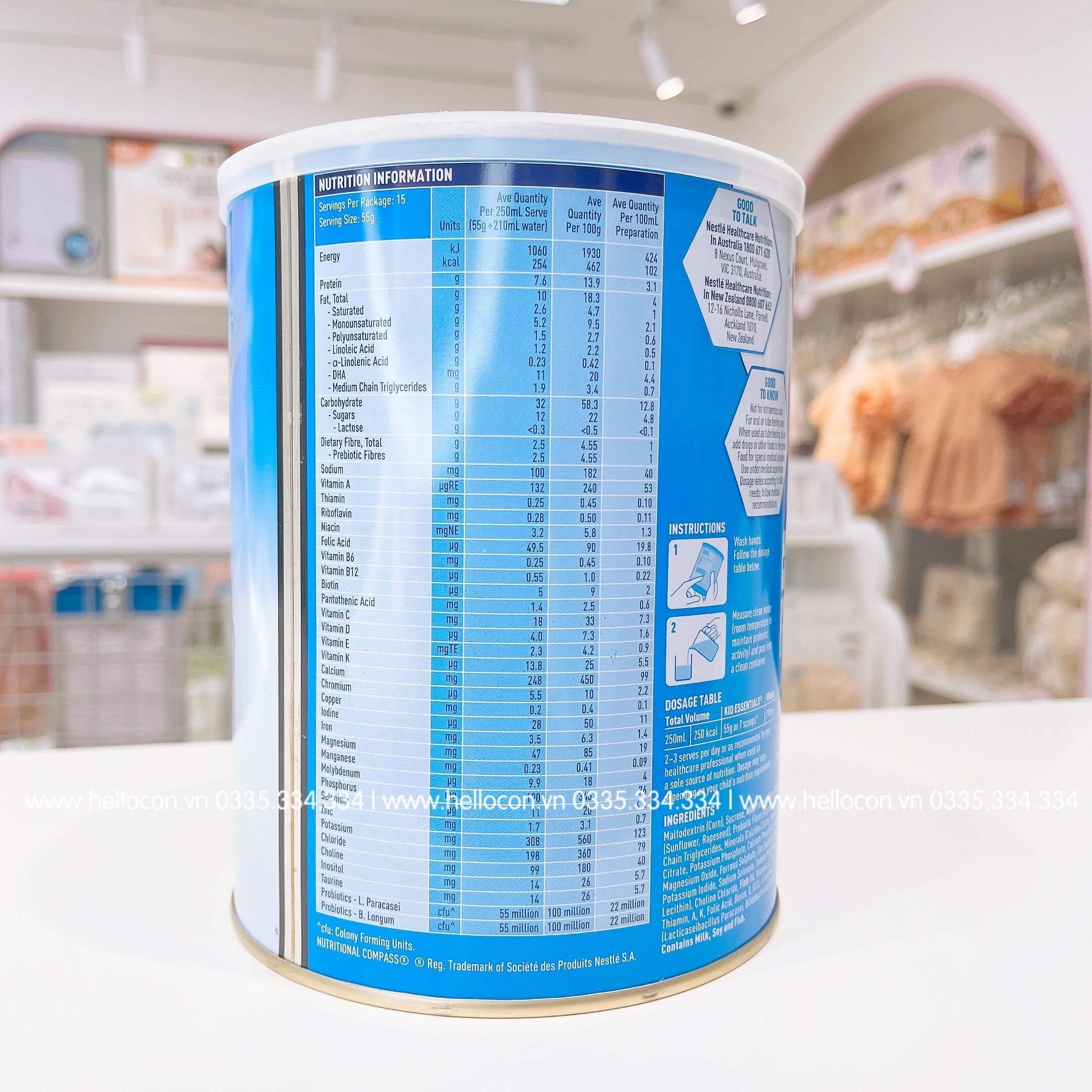Sữa Kid Essentials Úc Chính Hãng Nestlé 800G (1-10 tuổi)