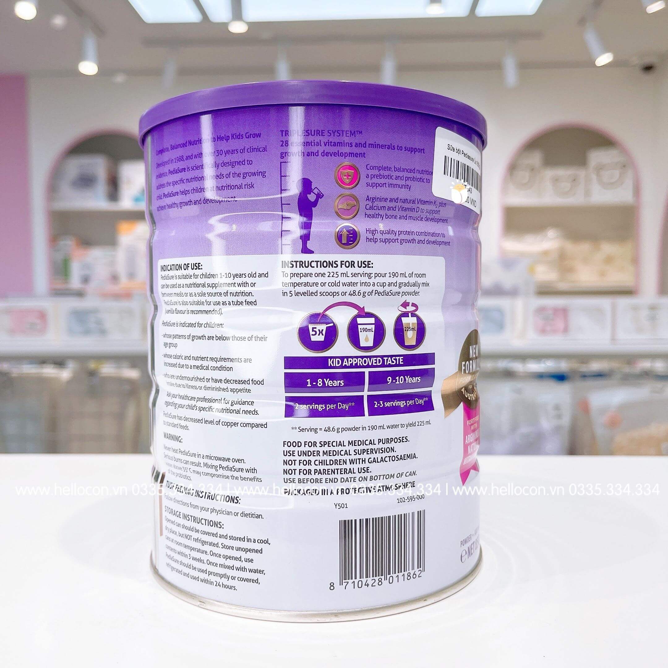 Sữa Pediasure Úc tăng cân 850g cho trẻ từ 1-10 tuổi