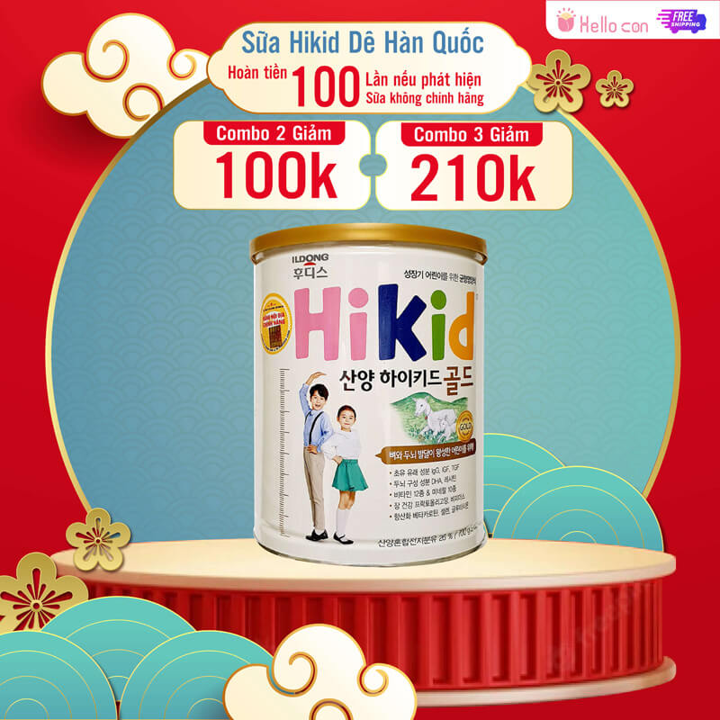 Sữa Hikid Dê Hàn Quốc tăng chiều cao 700g cho bé từ 1-10 tuổi