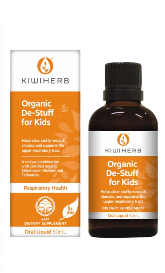 Siro KiwiHerb Organic De-Stuff For Kids đề kháng tai mũi họng cho trẻ từ sơ sinh
